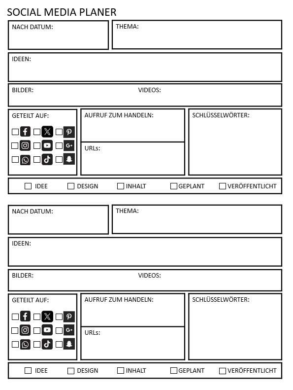 Social Media Kalender Template